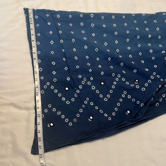 Vintage Newport News Chic Blue Wrap Coverup Scarf with Eyelet Design 44x88” EVC - Picture 4 of 5